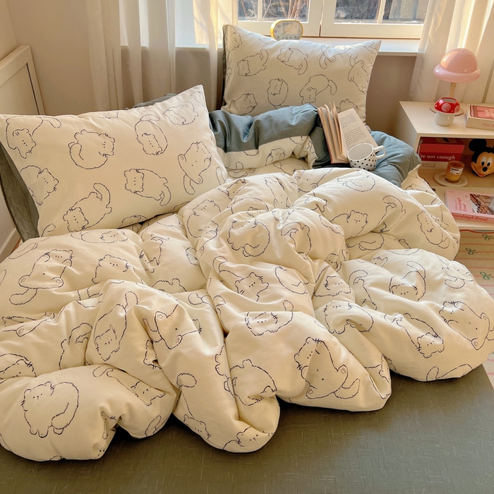 91家纺网 家纺一手货源 找家纺 雅居纺家纺 2025新款全棉小清新四件套 猫猫汇