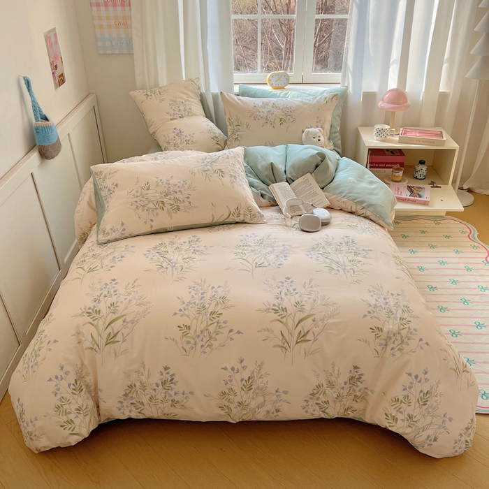 91家纺网 家纺一手货源 找家纺 雅居纺家纺 2025新款全棉小清新四件套 芳草