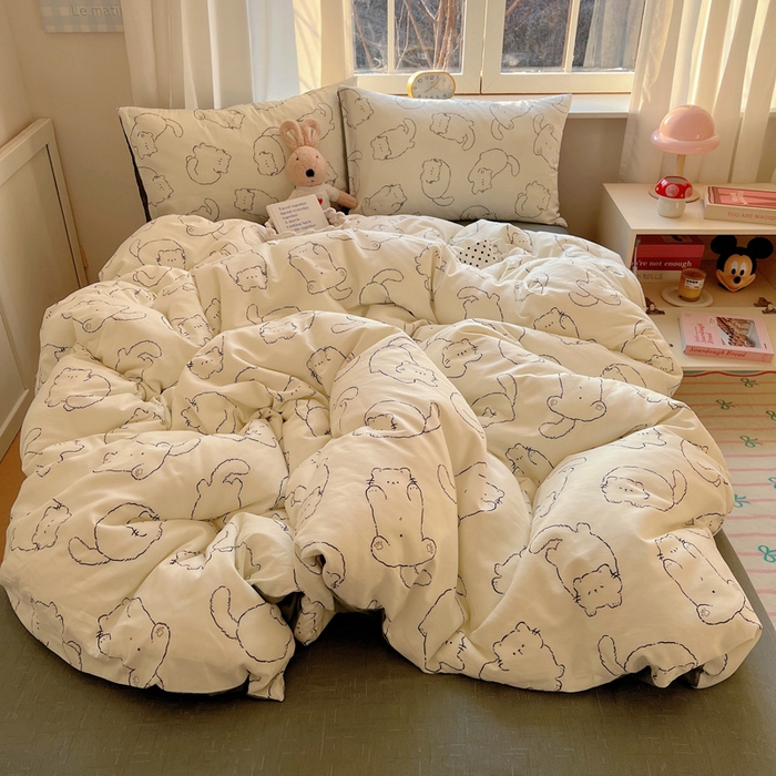 91家纺网 家纺一手货源 找家纺 雅居纺家纺 2025新款全棉小清新四件套 猫猫汇