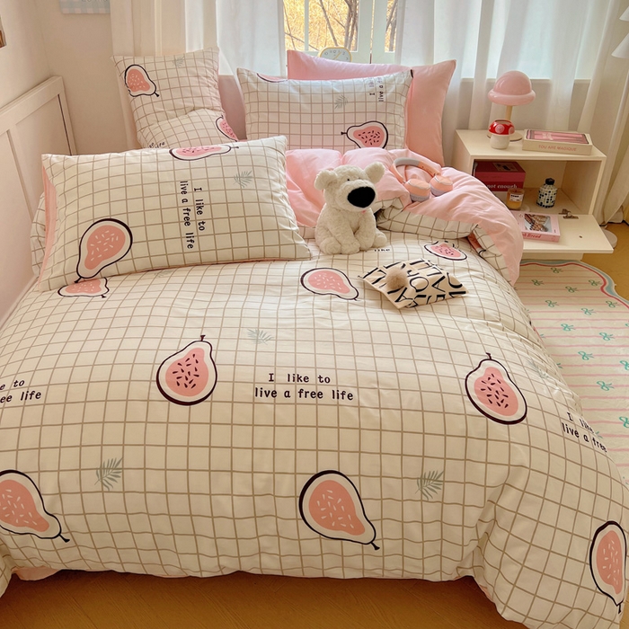 91家纺网 家纺一手货源 找家纺 雅居纺家纺 2025新款全棉小清新四件套 芭乐