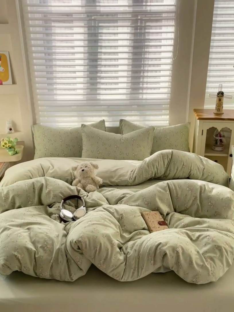 91家纺网 家纺一手货源 找家纺 娜娜2025新款A类针织双层纱印花四件套 小雏菊