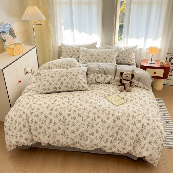 91家纺网 家纺一手货源 找家纺 捌月 2025新款13372喷气全棉四件套-花园里系列 魅影