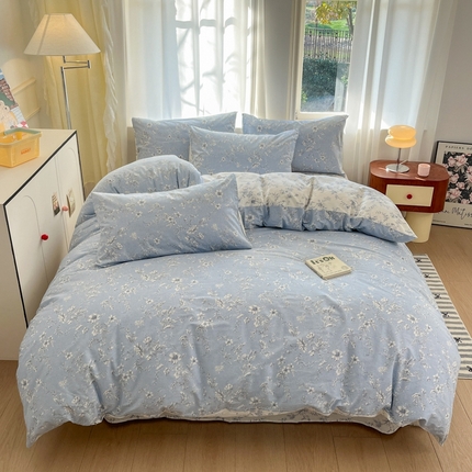 捌月 2025新款13372喷气全棉四件套-花园里系列 蓝风铃