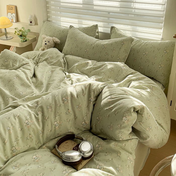 91家纺网 家纺一手货源 找家纺 娜娜2025新款A类针织双层纱印花四件套 小雏菊