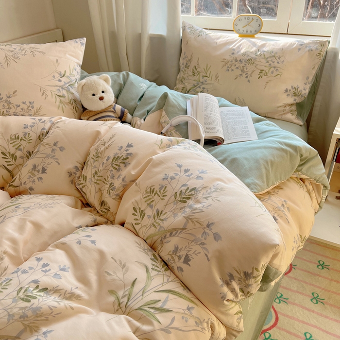 91家纺网 家纺一手货源 找家纺 雅居纺家纺 2025新款全棉小清新四件套 芳草