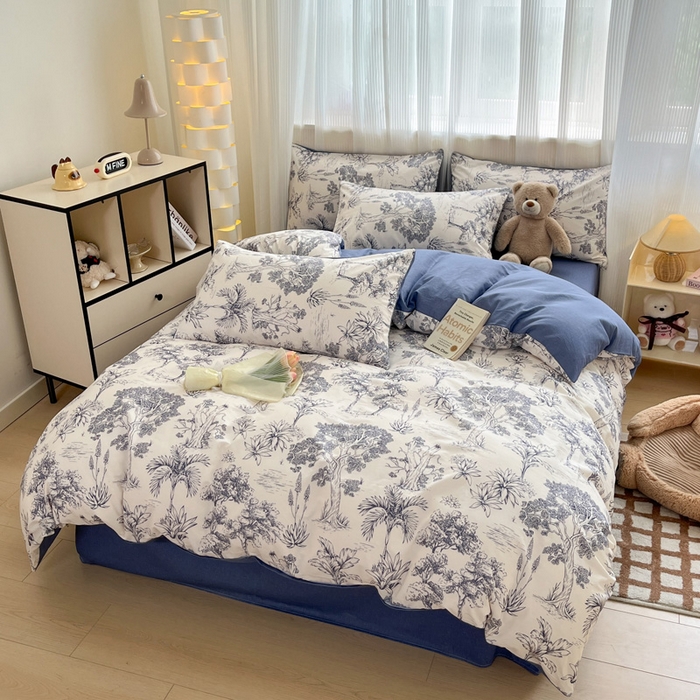 91家纺网 家纺一手货源 找家纺 雅居纺家纺 2025新款全棉小清新四件套 妙语花香