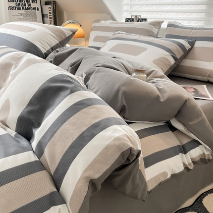 91家纺网 家纺一手货源 找家纺 （总）雅居纺家纺 2025新款全棉条格简约系四件套