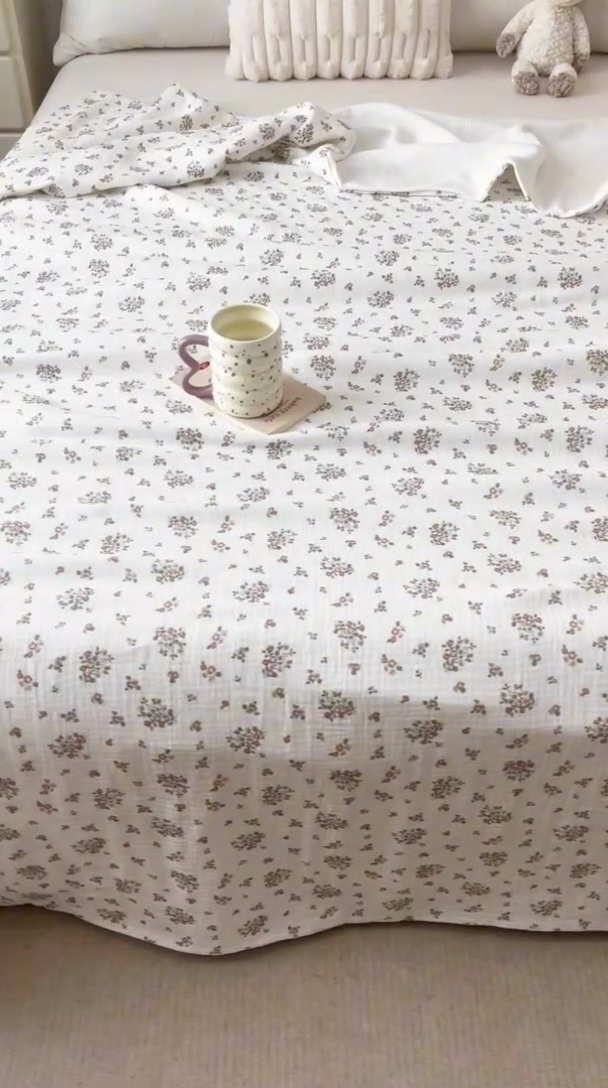 91家纺网 家纺一手货源 找家纺 悦然毛巾被 2025新款全棉六层纱布夏被成人款 花漾柔纱