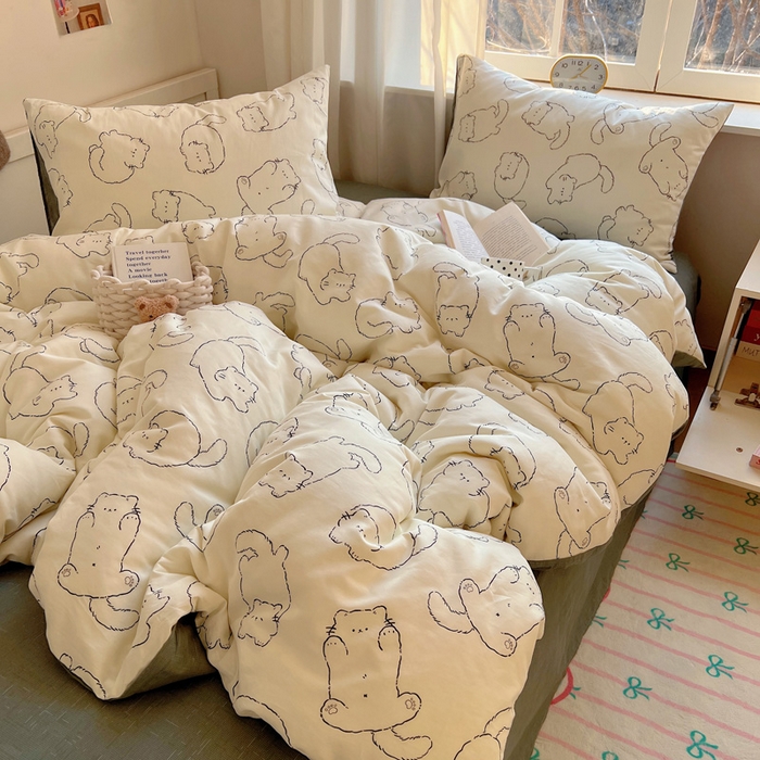 91家纺网 家纺一手货源 找家纺 雅居纺家纺 2025新款全棉小清新四件套 猫猫汇