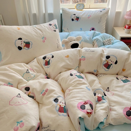 雅居纺家纺 2025新款全棉小清新四件套 萌萌甜宠