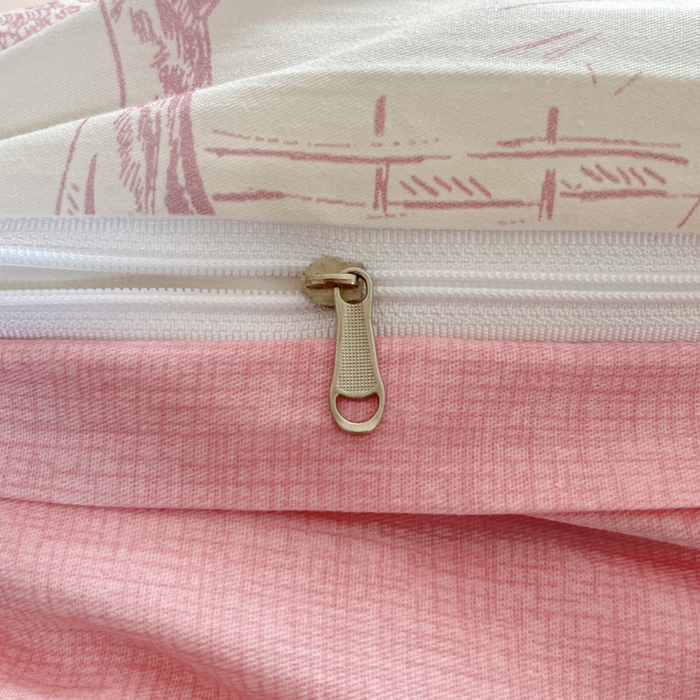 91家纺网 家纺一手货源 找家纺 雅居纺家纺 2025新款全棉小清新四件套 粉色花园