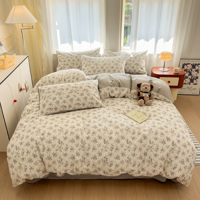 91家纺网 家纺一手货源 找家纺 捌月 2025新款13372喷气全棉四件套-花园里系列 魅影