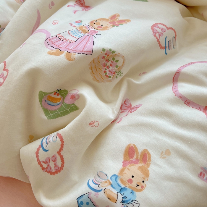 91家纺网 家纺一手货源 找家纺 雅居纺家纺 2025新款全棉小清新四件套 咖啡甜心