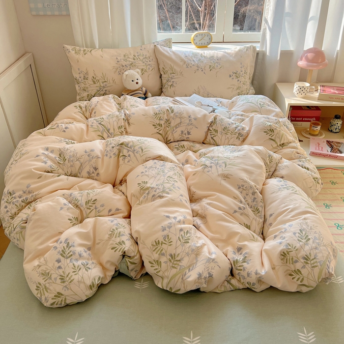 91家纺网 家纺一手货源 找家纺 雅居纺家纺 2025新款全棉小清新四件套 芳草