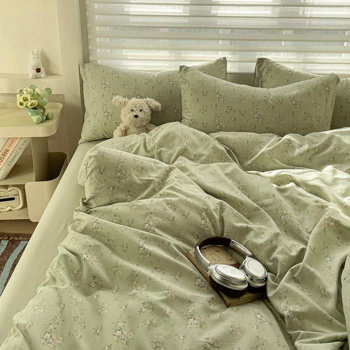 91家纺网 家纺一手货源 找家纺 娜娜2025新款A类针织双层纱印花四件套 小雏菊