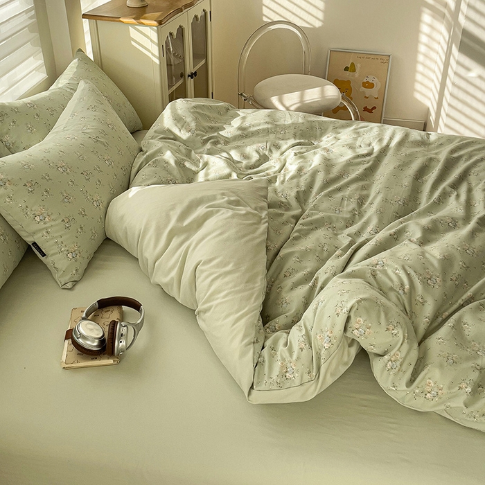 91家纺网 家纺一手货源 找家纺 娜娜2025新款A类针织双层纱印花四件套 小雏菊