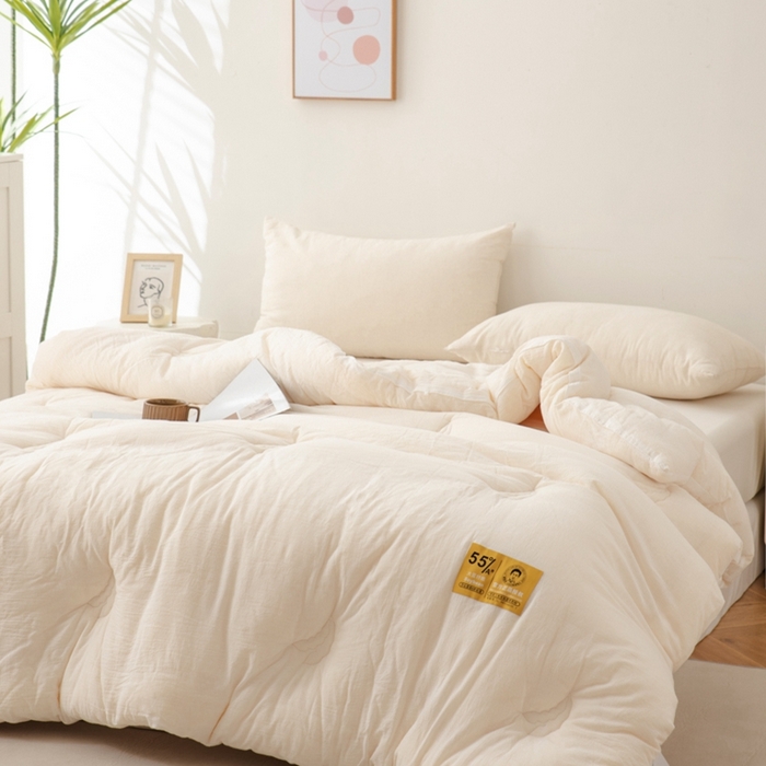 91家纺网 家纺一手货源 找家纺 2025新款官方授权工厂恒科家纺制造正品全棉李官奇大豆纤维被 55%高含量大豆纤维 冬被双人被子纯棉被芯子母被 冬被