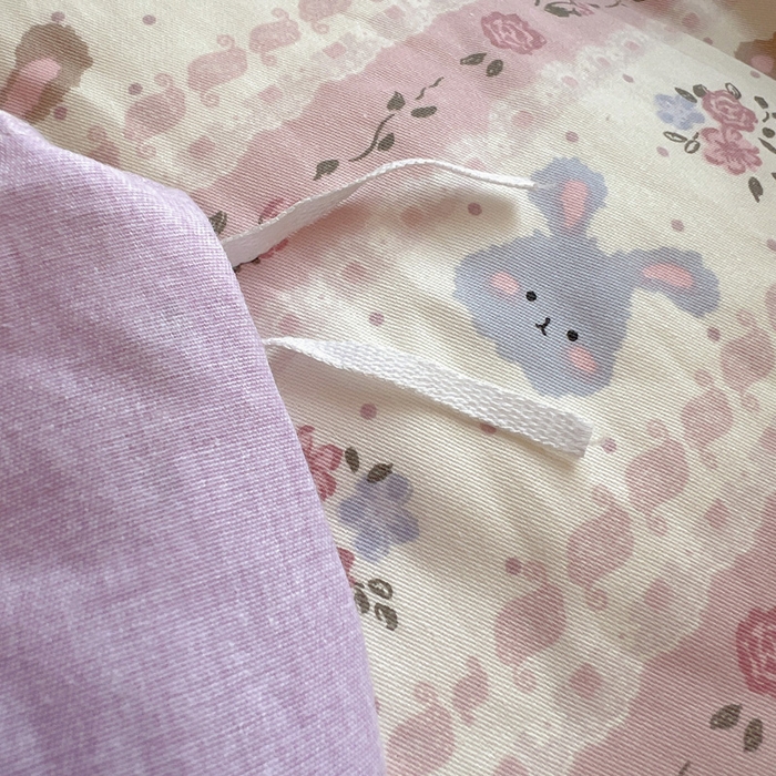 91家纺网 家纺一手货源 找家纺 雅居纺家纺 2025新款全棉小清新四件套 花园萌兔