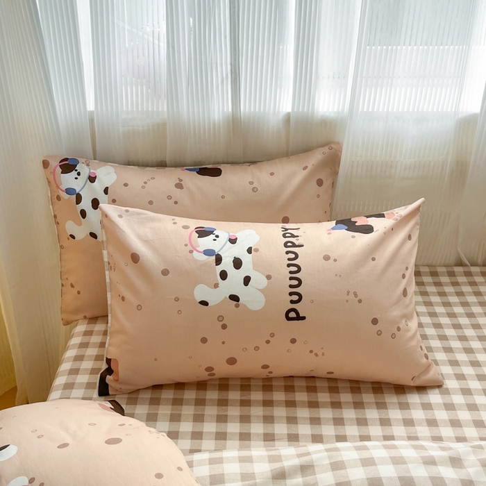 91家纺网 家纺一手货源 找家纺 雅居纺家纺 2025新款全棉小清新四件套 斑点狗