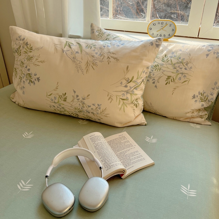 91家纺网 家纺一手货源 找家纺 雅居纺家纺 2025新款全棉小清新四件套 芳草