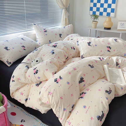 91家纺网 家纺一手货源 找家纺 希丞家居 2025新款ins卡通小清新超柔裸睡水洗棉四件套【提供买家秀】 甜心教主