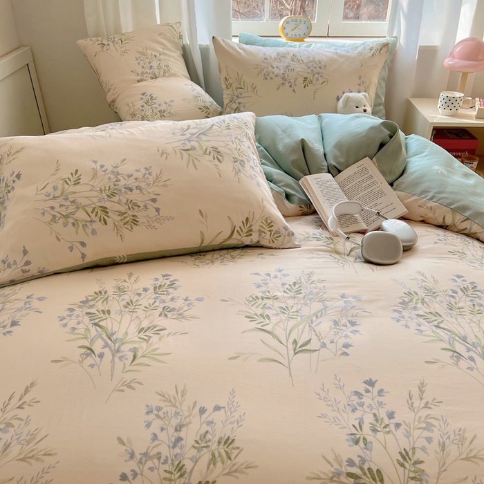 91家纺网 家纺一手货源 找家纺 雅居纺家纺 2025新款全棉小清新四件套 芳草