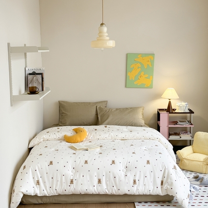 91家纺网 家纺一手货源 找家纺 （总）亿莱鑫 2025新款全棉水洗棉7A抗菌被子四件套（带质检报告）