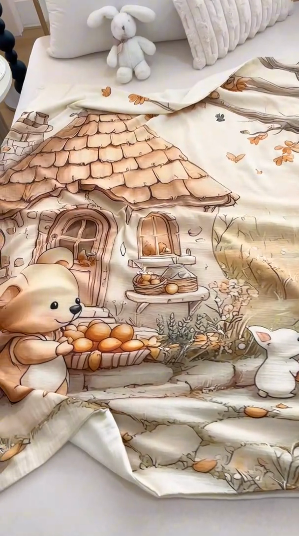 91家纺网 家纺一手货源 找家纺 悦然毛巾被 2025新款全棉六层纱布卡通儿童夏被-儿童床 暧居伙伴