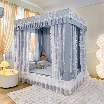 91家纺网 家纺一手货源 找家纺 都市缘蚊帐 2025新款遮光坐床布帘蚊帐拉链方帐婴儿防摔蚊帐-501 baby蓝