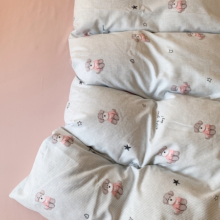 91家纺网 家纺一手货源 找家纺 吾欢心 2025新款针织棉双层纱四件套 奶萌小狗