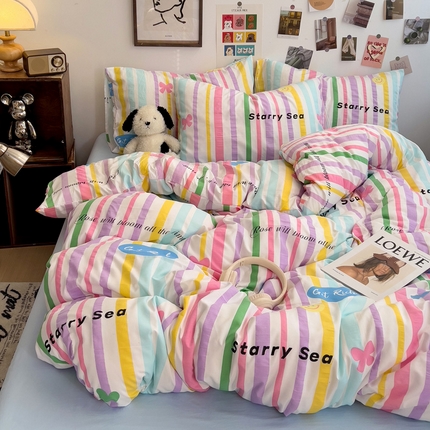 91家纺网 家纺一手货源 找家纺 （总）花伞家居 2025新款印花亲肤柔软水洗棉四件套（提供买家秀）