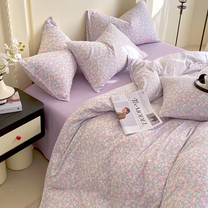 91家纺网 家纺一手货源 找家纺 于果 2025新款全棉双层纱四件套 茉里