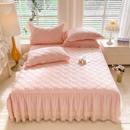 91家纺网 家纺一手货源 找家纺 （总）美达家纺 2025新款山茶花系列纯色A类全棉夹棉床裙