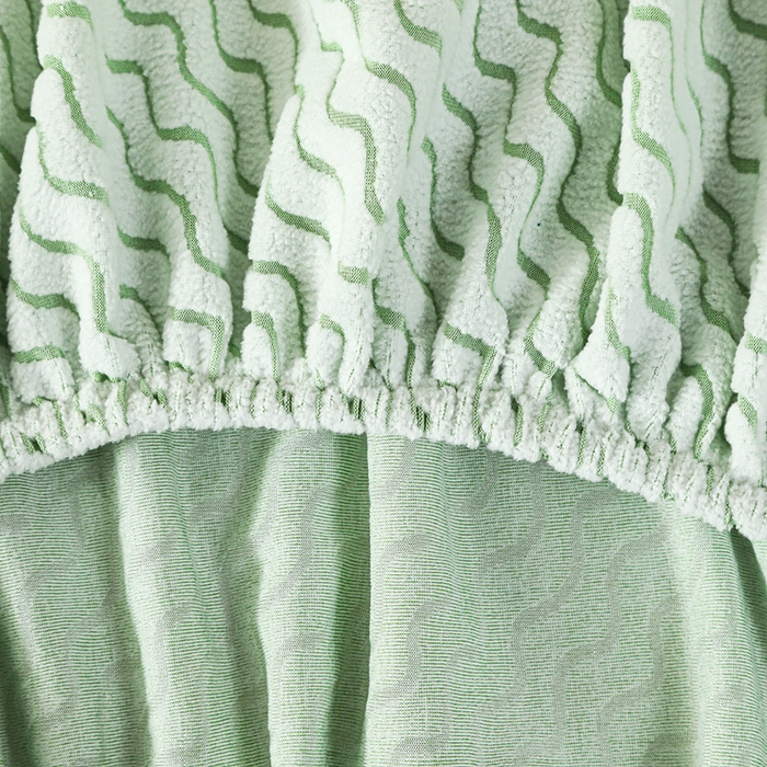 91家纺网 家纺一手货源 找家纺 千彤沙发垫 2025新款阳离子水波纹弹力床头罩 水波纹-浅绿