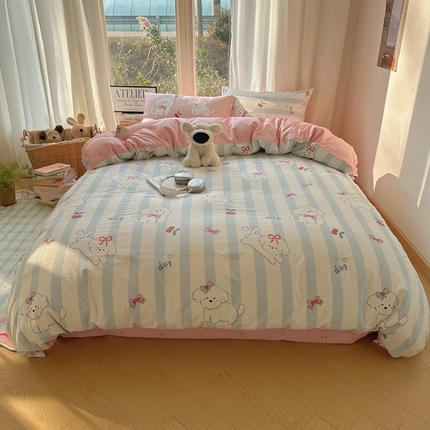 91家纺网 家纺一手货源 找家纺 （总）蜜宿 2025新款ins韩系卡通全棉四件套