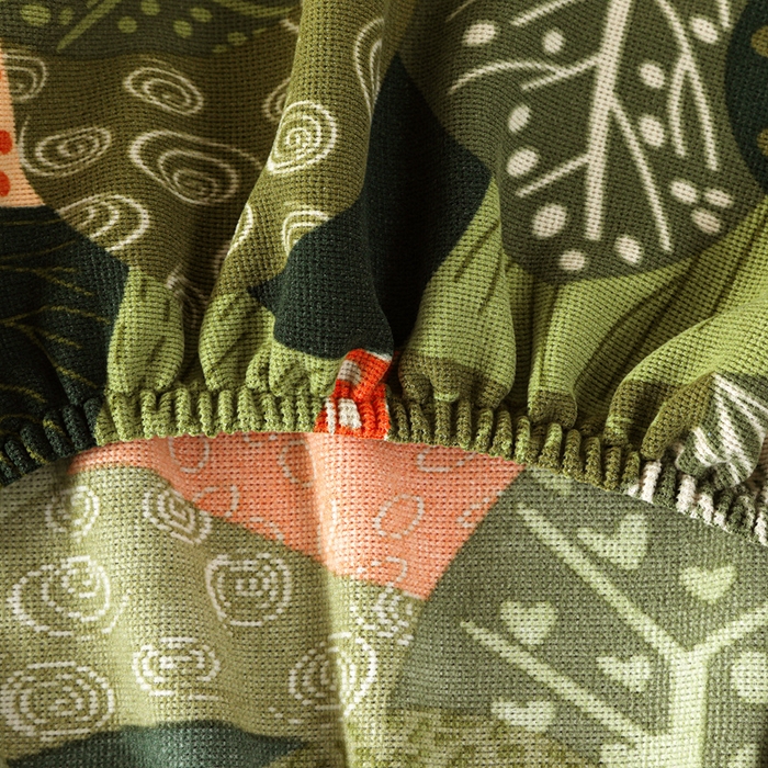 91家纺网 家纺一手货源 找家纺 千彤沙发垫 2025新款华夫格弹力床头罩 华夫格-森林派对