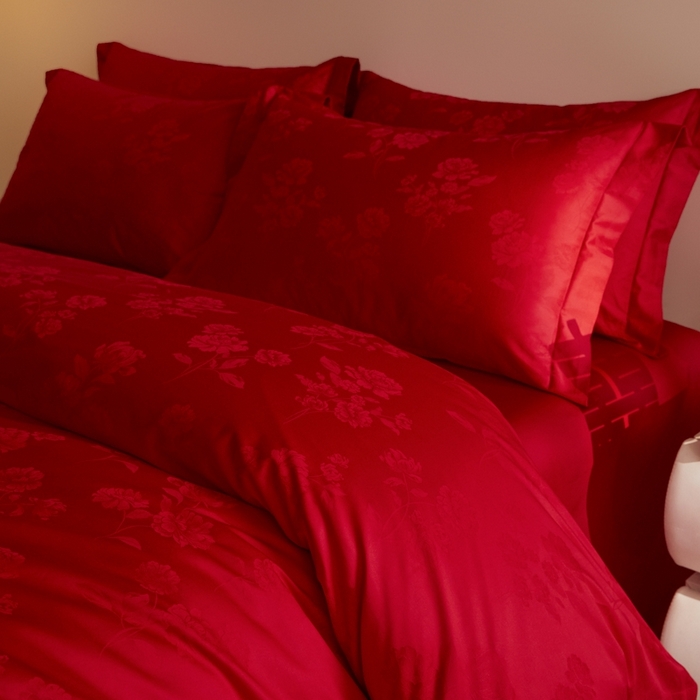 91家纺网 家纺一手货源 找家纺 欧乐蒂 2025新款高支高密提花婚庆四件套 玫瑰情缘