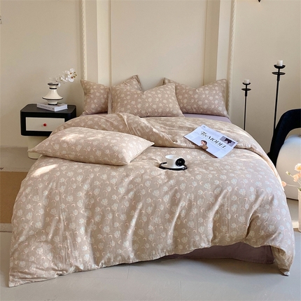 91家纺网 家纺一手货源 找家纺 于果 2025新款全棉双层纱四件套 青花瓷