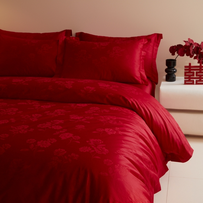 91家纺网 家纺一手货源 找家纺 欧乐蒂 2025新款高支高密提花婚庆四件套 玫瑰情缘