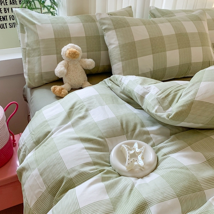 91家纺网 家纺一手货源 找家纺 吾欢心 2025新款针织棉双层纱四件套 格调