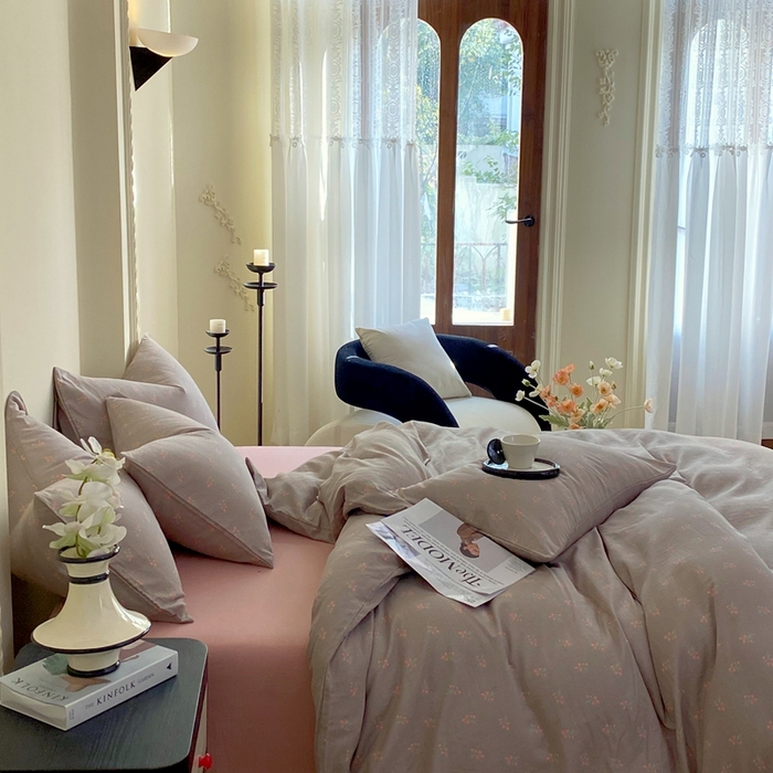 91家纺网 家纺一手货源 找家纺 于果 2025新款全棉双层纱四件套 玫瑰的故事