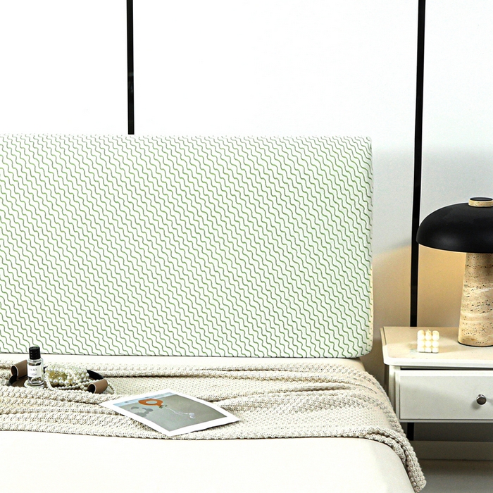 91家纺网 家纺一手货源 找家纺 千彤沙发垫 2025新款阳离子水波纹弹力床头罩 水波纹-浅绿