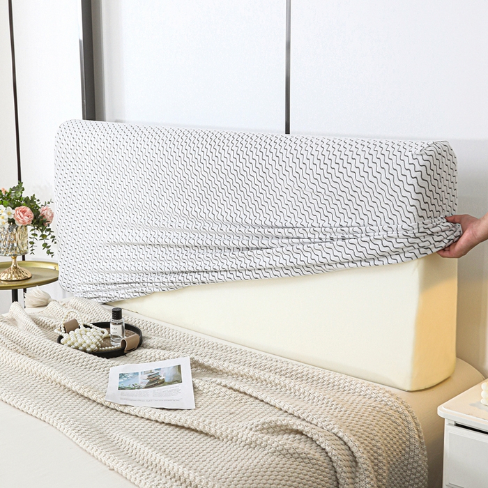 91家纺网 家纺一手货源 找家纺 千彤沙发垫 2025新款阳离子水波纹弹力床头罩 水波纹-灰