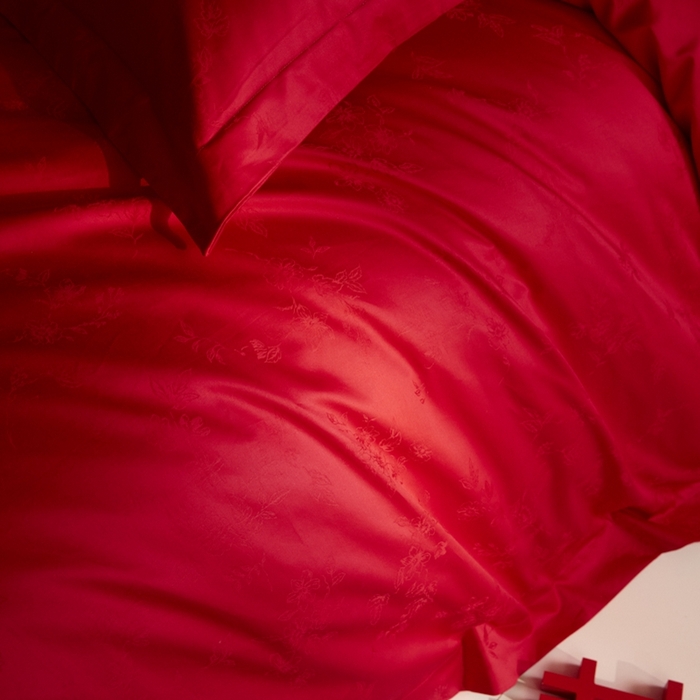 91家纺网 家纺一手货源 找家纺 欧乐蒂 2025新款高支高密提花婚庆四件套 叶叶情深