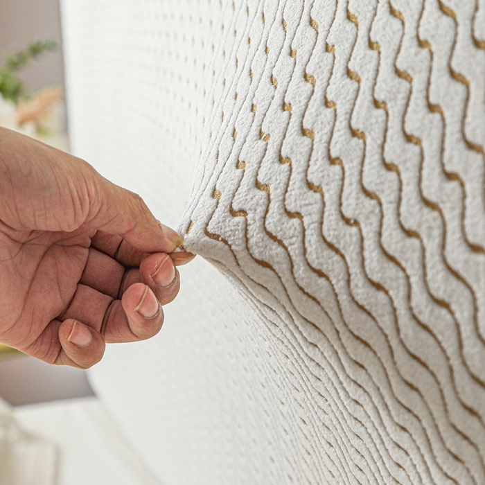 91家纺网 家纺一手货源 找家纺 千彤沙发垫 2025新款阳离子水波纹弹力床头罩 水波纹-咖