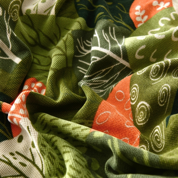 91家纺网 家纺一手货源 找家纺 千彤沙发垫 2025新款华夫格弹力床头罩 华夫格-森林派对