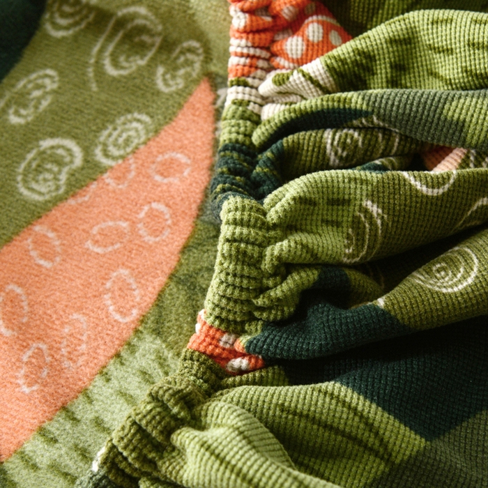 91家纺网 家纺一手货源 找家纺 千彤沙发垫 2025新款华夫格弹力床头罩 华夫格-森林派对