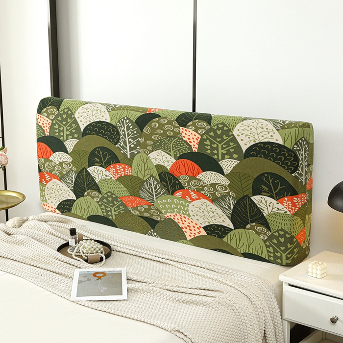 91家纺网 家纺一手货源 找家纺 千彤沙发垫 2025新款华夫格弹力床头罩 华夫格-森林派对