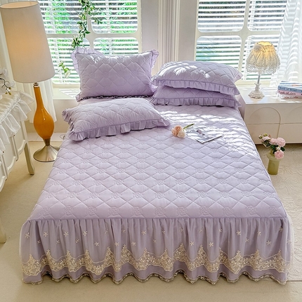 91家纺网 家纺一手货源 找家纺 （总）美达家纺 2025新款山茶花系列纯色A类全棉夹棉床裙