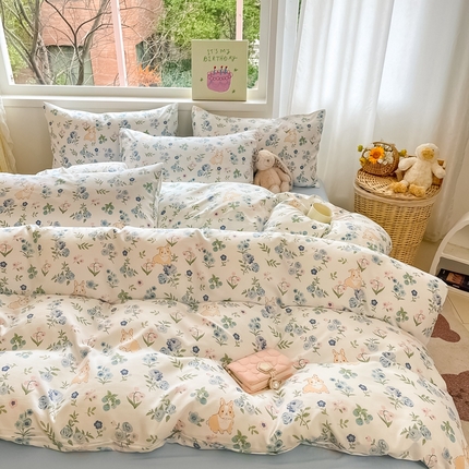 91家纺网 家纺一手货源 找家纺 （总）花伞家居 2025新款印花亲肤柔软水洗棉四件套（提供买家秀）